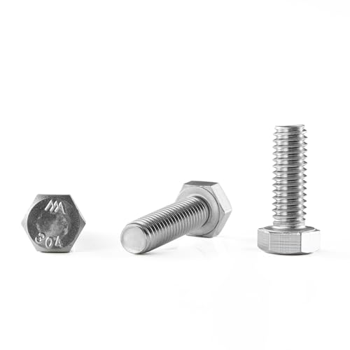 Image of 3 /8 inch-16 x 5 /8 inch Hex Head Screw Bolt, 20Pcs Stainless Steel 304 (18-8), Fully Threaded Bolts, Plain Finish