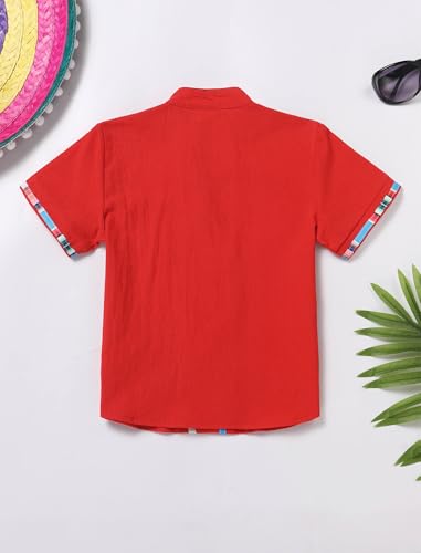 Toddlers Kids Boys Mexican Traditional Folk Short Sleeve Button Down Shirt Cinco De Mayo Costume3