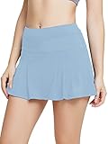 birbyrrly Women's Tennis Skirts with Shorts Skorts Skirts for Women with Pockets Golf Skirts Pleated Athletic Workout Running Skirt Sky Blue S