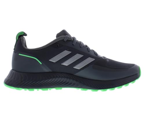 Image of adidas Runfalcon 2.0 Trail Mens Shoes Size 7.5, Color: Carbon Iron /Metallic Screaming Green