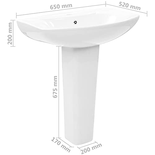 Lavabo para cuarto de baño de invitados Mangloder de cerámica blanca 7