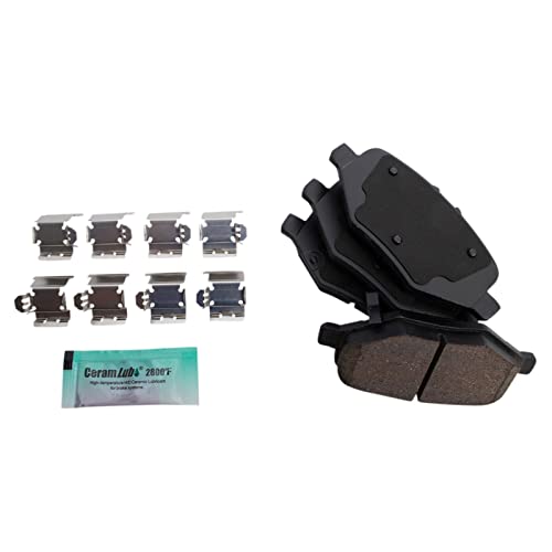 Image of TRQ Rear Brake Pad and Rotor Set Ceramic Rotors Calipers Compatible with 2013-2014 Ford Flex 2013-2018 Police Interceptor Sedan 2014-2018 Special Service Police Sedan Taurus