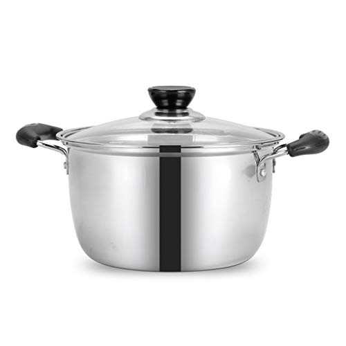 Pentole per Stufati e brasati 2.4L-6.5L Pentole in acciaio inossidabile Pentole a doppio fondo Pentole con coperchio in vetro Utensili da cucina multiuso antiaderenti Pentola Grande con Coperchio