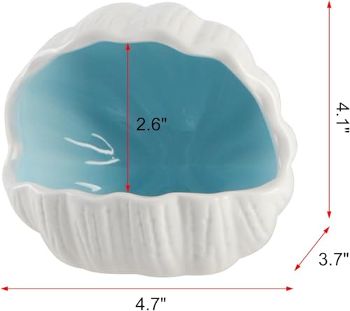 Image of RUIAN Cute Aquarium Decorations Ceramic Conch Shell-Shaped House Thematic Betta Fish Tank Accessory Decor Ornament Hideout Cave for Fish Playing or Hiding (Blue-Small)