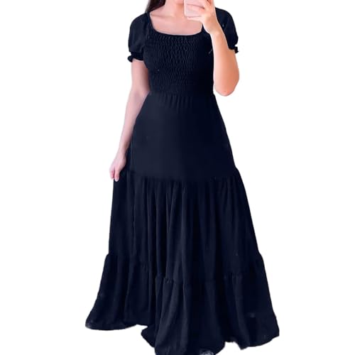 Robe en rond pour femmes GUOYUXIAO à manches courtes évasée