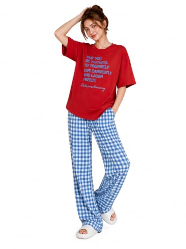 Image of KSHS Womens Korean Night Dress || Full Pyjama Set ||Korean Nightsuit || Women Nightwear ||Round Neck Half Sleeve Nightsuit || Loungewear || Everyday Nightdress Women's Pyjama Sets