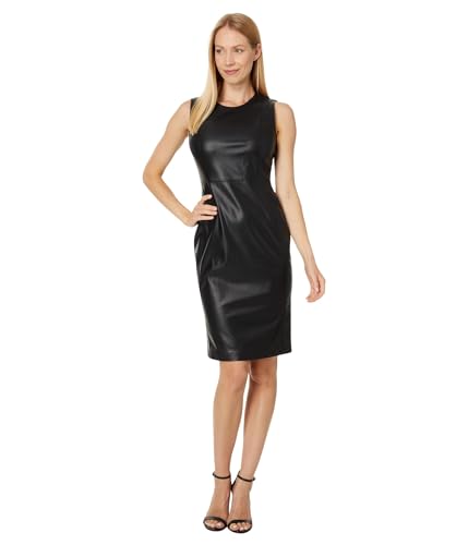 Calvin Klein Women's Faux Leather Sleevless Sheath