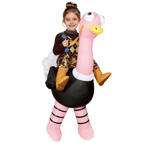 AYBUY Déguisement Gonflable Autruche, Enfant Gonflable Autruche Rose Costume Drôle Blow Up Costume Cosplay pour Fête Carnaval Fancy Dress Cosplay Outfit Costume Fête d'Halloween