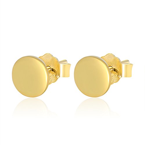 14K Gold Plated Dainty Tiny Bar, Ball, Trio Ball, Delta, Circle Disc and Heart Stud Earrings