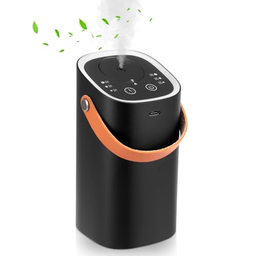 Waterless Diffuser for Essential Oil, USB Rechargeable Waterless Aromatherapy Oil Diffuser with 3 Mist Levels and 1/3/6H Timing Function, Aroma Diffuser for Car Home Office - Black
