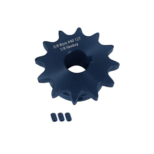 Image of #40 Roller Chain Sprocket 12 Tooth 5 /8 inch Bore (3 /16 inch Keyway) Black Oxide Rust-Proof with 3 Set Screws & Keyway for Mini Bike Go-Kart ATV, Hardened 1045 Steel 40BS12-5 /8