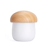 加湿器 卓上 かわいいキノコ 10dB静音 オフィスや寝室や車内に最適 LEDライト搭載 やわらかい照明で安眠効果 安心の空焚き防止 抗菌殺菌 省エネ 節電 便利なMicroUSB充電 軽量小型 色：ライトオーク