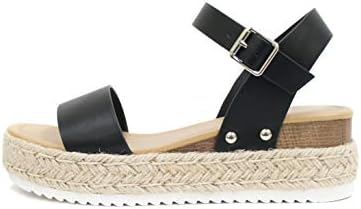 Soda CLIP ~ Women Open Toe Ankle Strap Platform Espadrille Sandal (Black, us_footwear_size_system, adult, women, numeric, medium, numeric_8)