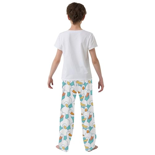 Duck Pattern Boys Long Pants Soft Trousers Elastic Waist Kids Lounge Bottoms with Pockets S-XL3