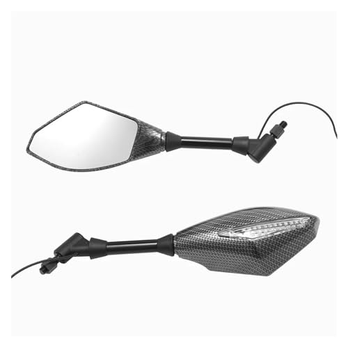 Espejos retrovisores de motocicleta de 10mm con luces de giro integradas para manillar de moto