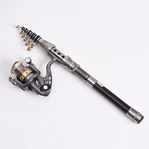 Angelrute Meer Angelrad Teleskopstange Rolle Combos Tragbare 2.1m Glasfaser Angelkolben Silber 2 Stücke – Bild 5