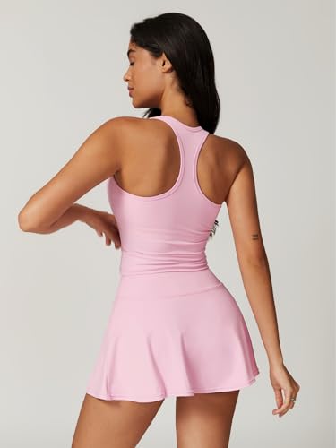 ABOCIW 2 Piece Tennis Dresses for Women Side Slit Mini Skirt Set Racerback Workout Crop Tank Top Golf Outfits2