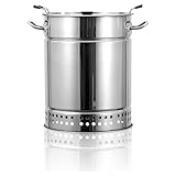 Barril Asador de Carne Sin Humo Interior, Parrilla de Barbacoa de Carbón Sin Humo BBQ Portátiles con Forma de Barril Envolvente de Acero Inoxidable para Exteriores Silver Large