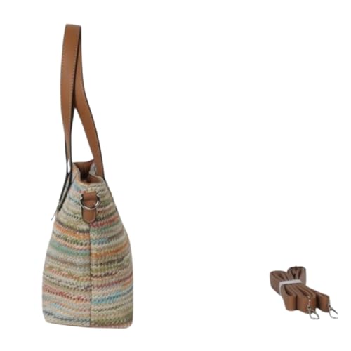Sac à bandoulière coloré végétalien chic en raphia tressé main