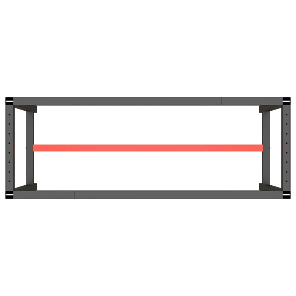 Marco de banco de trabajo (140 x 50 x 79 cm, metal), color negro y rojo mate