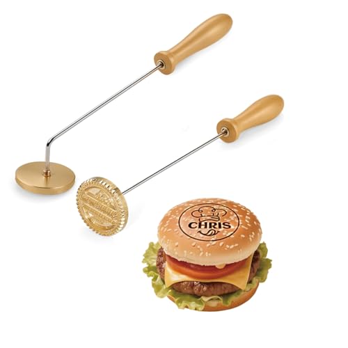 Custom Logo Branding Iron for Burger - Personalized Brass Steak & Burger Brander | Professional BBQ, Coconut, Cake Stamp (1.5inch)