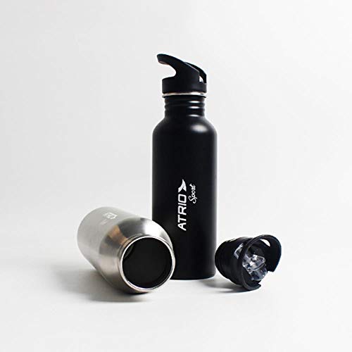 Garrafa Sport de Alumínio Preta 600ml Atrio - ES313