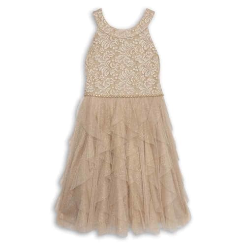 Speechless Girls' Sleeveless Glitter Tulle Corkscrew Party Dress