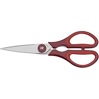 WMF Touch Küchenschere 21 cm, Haushaltsschere mit Sägeschliff, Schere Küche, Cromargan Edelstahl, Softgriff, rot