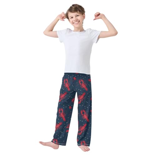 ALAZA Lobster Blue Polka Dots Pajama Lounge Pants Long Sleep Pajama Bottoms with Pockets3