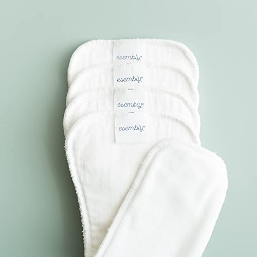 Esembly Overnighters, Cloth Diaper Doubler, Absorbency Booster, Reusable Organic Cotton Diaper Stay-Dry Liner For Nighttime Or Heavy Wetters, Super Thirsty Cloth Diaper Insert, One Size, Pack Of 4 #TOP4