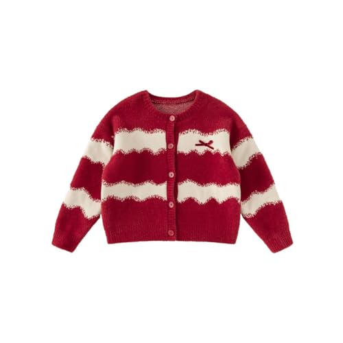 Girls Red Sweater Autumn and Winter Girls Coat Bow Cardigan