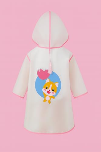 Image of Bold N Elegant Polyester Blend Transparent Dinosaur Print Kid's Waterproof Raincoat Rain Jacket With Hood And Visor For Young Lil Toddler Tween School Boy's And Girls