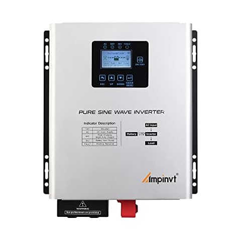 Ampinvt 800W Pure Sine Wave Inverter with AC Charger, DC 12V to AC 120V Output,UPS Backup Power Low Frequency Inverter for Lithium, Sealed,AGM, Gel,and Flooded Batteries Cover