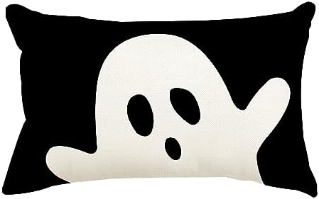 ADFLOOD Halloween Pillow Covers 12X20 Inch Cute Ghost Decorative Throw Pillows Decoration Holiday Party Cushion Case for Home Couch Sofa