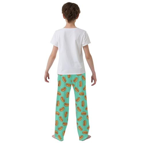 Funny Hot Dog Boys Long Pants Soft Trousers Elastic Waist Kids Lounge Bottoms with Pockets S-XL3