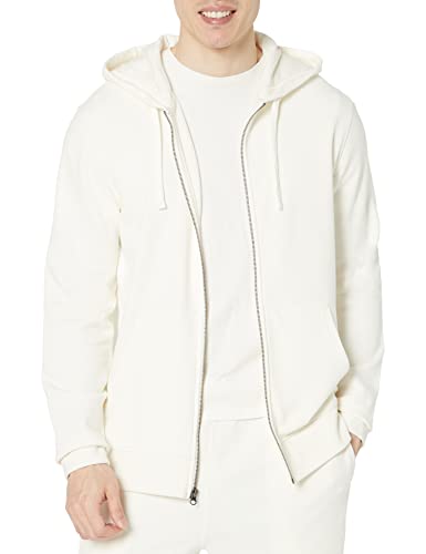 Amazon Essentials Felpa con Cappuccio e Cerniera Integrale a Maniche Lunghe in Spugna Francese (Disponibile nelle Taglie Big & Tall) Uomo, Bianco Guscio D'uovo, XXL