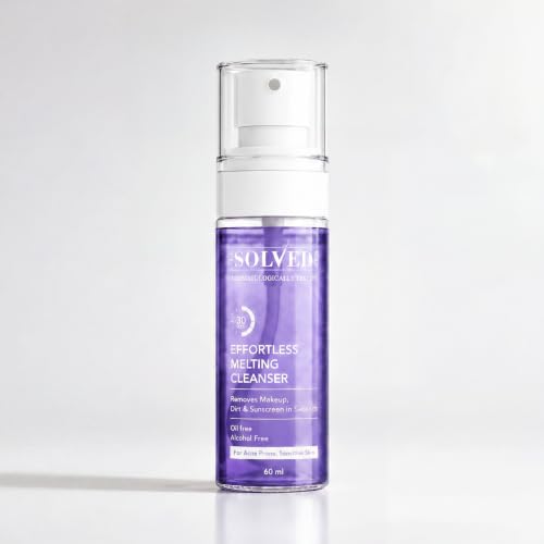 Image of The Solved Skin Effortless Melting Cleanser | Removes Kajal, Sunscreen & Waterproof Makeup in One Step | Oil free, Non Comedogenic | Designed for Sensitive & Acne-Prone Skin 60 ml (Pack of 1)