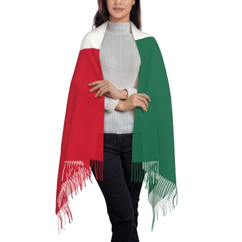Flag of Mexico print Cashmere long velvet fringe scarf Fashion fringe shawl thermal blanket scarf2