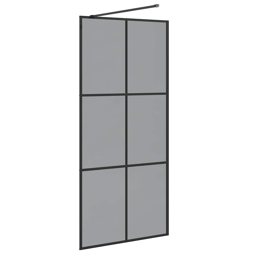 Ścianka prysznicowa Walk-in, czarna, 90 x 195 cm, hartowane szkło bezpieczne, ochrona przed pryskaniem, ścianka działowa, przezroczysta, nie zajmuje dużo miejsca, bez ramy, z regulowaną ramą