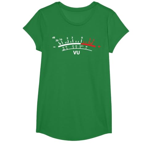 VU Meter dB DJ T-Shirt, Girls, Kelly Green, X-Small
