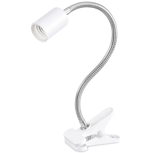 Dotoy LED クリップライト デスクライト スタンドライト ベッドサイド 卓上ライト 省エネ クローム E26 ホワイト 電球なし