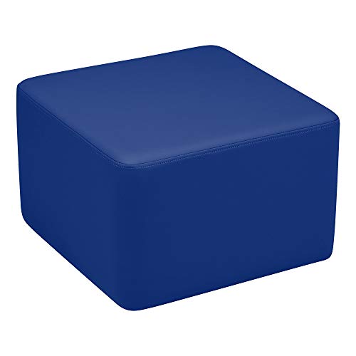 Image of Sprogs 12 inch H Structured Cube Stool -Flexible Modular Collaborative Soft Seating for Office, Home, Lounge and School Classrooms with Durable Frame & Set of 6 inch Legs Add-on -Blue