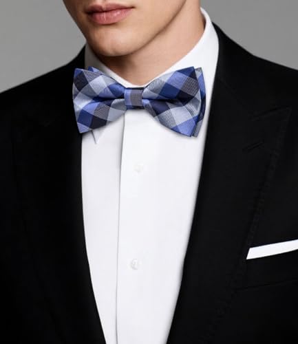 Image of Dubulle Mens Paisley Striped Bowtie Set Pre-tied Bowtie for Men and Pocket Square Set Wedding Business