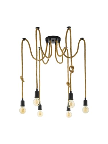 Lustre vintage rustique corde 6 lumières GL0494 pour remplacer un éclairage terne