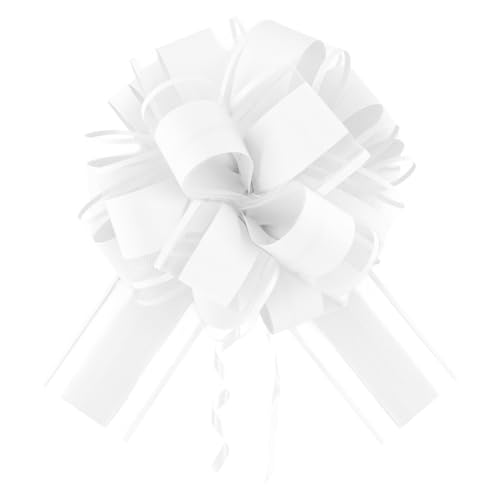 Pinmxaex 8PCS Grands Nœuds à Tirer Blanc - Rubans Décoratifs 15cm pour Voiture Mariage, Cadeaux, Paniers Cadeaux, Bouquets et Décoration Fête