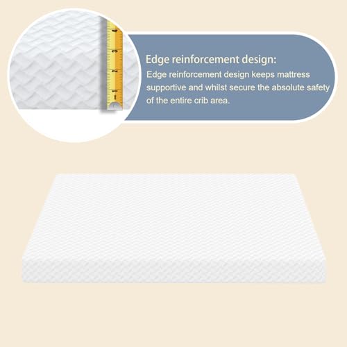 Image of 3 inch Toddler Mini Mattress, 38 inch Lx26 W Size Mattress Pad | Water-Resistant & Removable Cover, Machine Washable, High Density Firm Support Foam