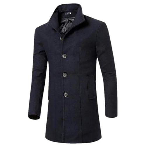 Manteau long pour homme contre le froid avec revers d'affaires élégant