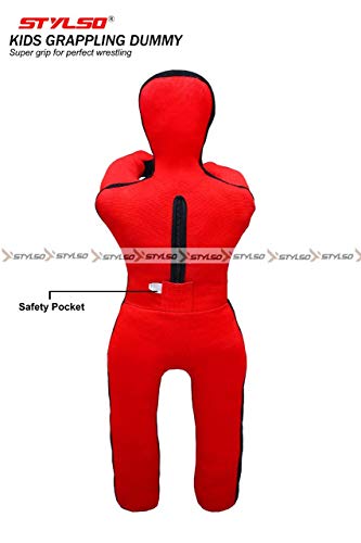 Stylso Wrestling Dummy For Kids - Ultimate Boys Training Companion For Grappling, Jiu Jitsu, Bjj, Mma, Judo, Karate - Unleash Your Potential With Our Youth Practice Buddy (Red, 4Ft / 48 Inches) #TOP4
