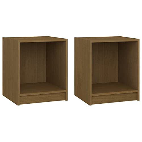 Table de Chevet en Bois de Pin Massif Marron Lot de 2 - 2