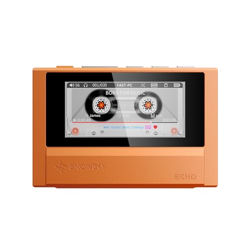 FiiO Echo Retro Hi-Res Digital Audio Player, Dual DAC Bluetooth Music Player, 4.4mm Balanced Output, Color Screen, Portable DAP (Orange)